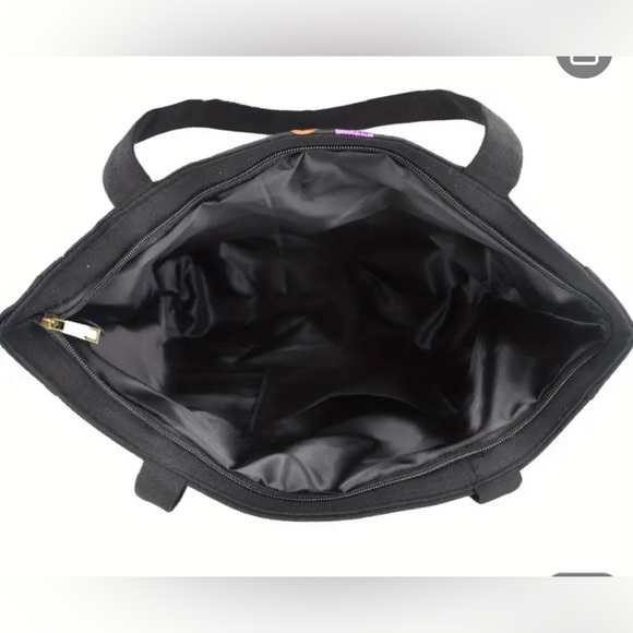 Tropical Embroidered Women’s Tote Bag with Zipper and Lining - Picture 3 of 3